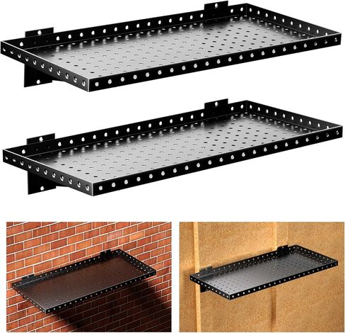 Garage Wall Shelving 2-Pack, 24"x12" Wall Mounted Shelves, Heavy Duty Shelves for Garage Storage, Holds Up to 100 lbs, Black in Kuwait