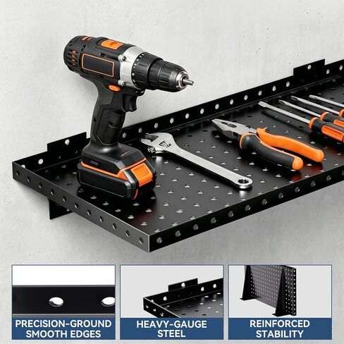 Garage Wall Shelving 2-Pack, 24"x12" Wall Mounted Shelves, Heavy Duty Shelves for Garage Storage, Holds Up to 100 lbs, Black in Kuwait