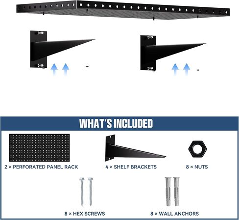 Garage Wall Shelving 2-Pack, 24"x12" Wall Mounted Shelves, Heavy Duty Shelves for Garage Storage, Holds Up to 100 lbs, Black in Kuwait