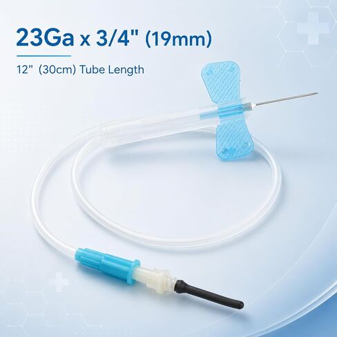 100 Sets 23Ga x 3/4" (19mm), 12'' (30cm) Tube, Luer Adpt, Industrial Lab Supplies Dispensing Accessory, Individually Packaged in Kuwait
