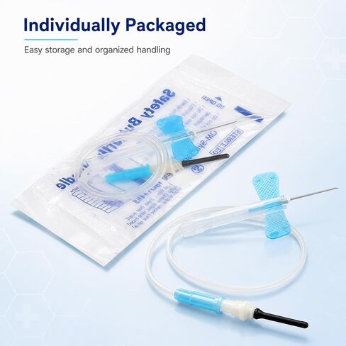 100 Sets 23Ga x 3/4" (19mm), 12'' (30cm) Tube, Luer Adpt, Industrial Lab Supplies Dispensing Accessory, Individually Packaged in Kuwait