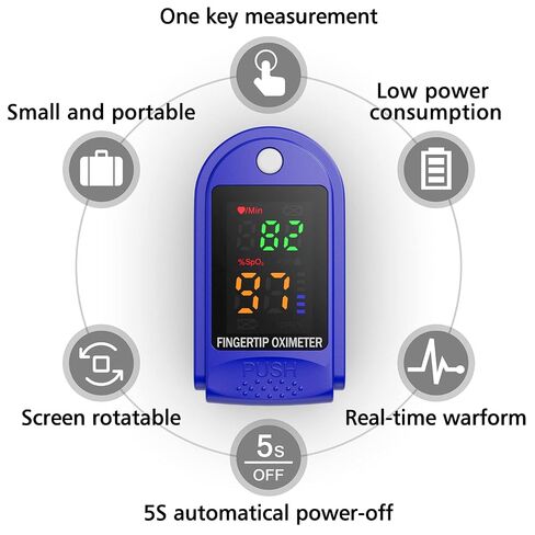 Fingertip Pulse Oximeter Blood Oxygen Saturation Monitor with OLED Screen Included Lanyard in Kuwait