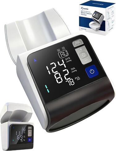 Saker Blood Pressure Monitor Upper Arm, Automatic BP Monitor for Home Use, No-Wrap Auto-Fit Design, Fits 8.5"–15.7", Large Display, 4 Users with 199 Readings Each, One-Touch (U90B) in Kuwait