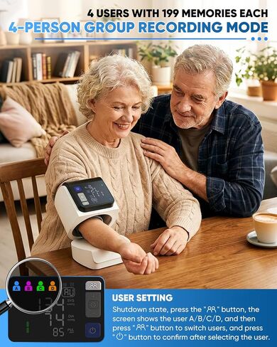 Saker Blood Pressure Monitor Upper Arm, Automatic BP Monitor for Home Use, No-Wrap Auto-Fit Design, Fits 8.5"–15.7", Large Display, 4 Users with 199 Readings Each, One-Touch (U90B) in Kuwait