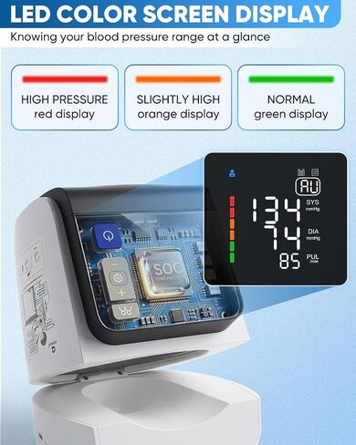 Saker Blood Pressure Monitor Upper Arm, Automatic BP Monitor for Home Use, No-Wrap Auto-Fit Design, Fits 8.5"–15.7", Large Display, 4 Users with 199 Readings Each, One-Touch (U90B) in Kuwait