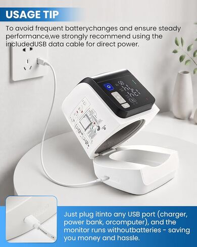 Saker Blood Pressure Monitor Upper Arm, Automatic BP Monitor for Home Use, No-Wrap Auto-Fit Design, Fits 8.5"–15.7", Large Display, 4 Users with 199 Readings Each, One-Touch (U90B) in Kuwait