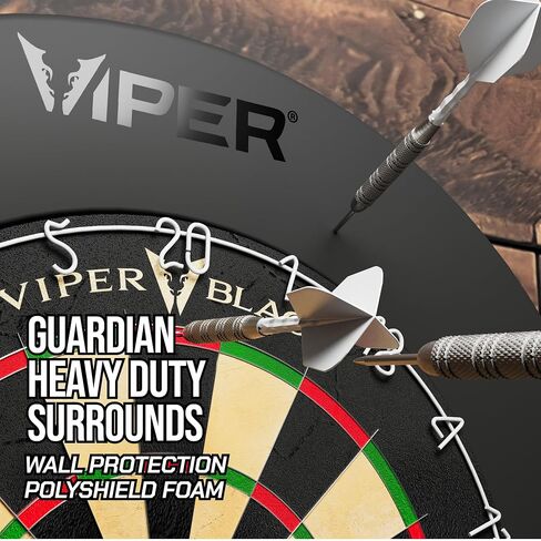 Viper من GLD Products Guardian Pro Slim Dart Board محيطي، واقي حائط لوح رمي السهام من إسفنج EVA لألواح ذات أطراف فولاذية بشعيرات السيزال مقاس 17.75 بوصة، أسود in Kuwait