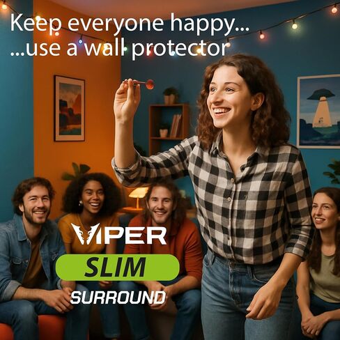Viper من GLD Products Guardian Pro Slim Dart Board محيطي، واقي حائط لوح رمي السهام من إسفنج EVA لألواح ذات أطراف فولاذية بشعيرات السيزال مقاس 17.75 بوصة، أسود in Kuwait