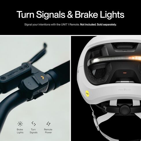 حزمة UNIT 1 Aura Smart Bike Helmet (كبيرة) مع جهاز تحكم عن بعد للمقود اللاسلكي | دراجة إلكترونية معتمدة من MIPS + NTA-8776 | إشارات الانعطاف المتكاملة وضوء الفرامل | كشف الأعطال | USB-C قابلة للشحن in Kuwait