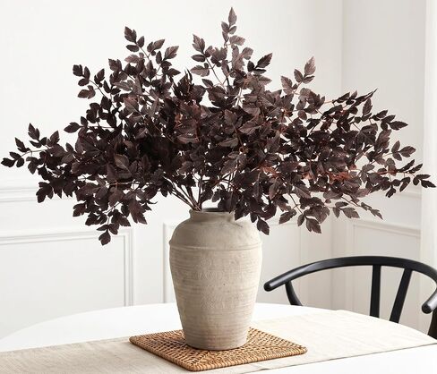 PERFNIQUE 6 Pack Artificial Plum Cimicifuga Leaf Sprays, 24" Faux Ramosa Branches for Vase, Fall Floral Stems for Table Centerpiece, Farmhouse, Wedding, or Mantel Decor in Saudi Arabia