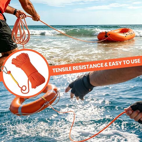 حبل كالفانا العائم بطول 98.4 قدم من مادة البولي بروبيلين مع خطاف زنبركي من الفولاذ المقاوم للصدأ، حبل رفع مرساة قارب بحري برتقالي 8 مم in Kuwait
