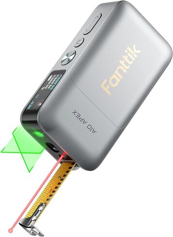 شريط قياس ليزر رقمي 3 في 1 من Fanttik A10 Apex مع شاشة ملونة عالية الدقة، قياس ليزر قابل لإعادة الشحن 165 قدمًا و32 قدمًا ليزر خط متقاطع أخضر وشريط 9.8 قدم، 6 وحدات، للمسافة/المساحة/الحجم/التسوية in Kuwait