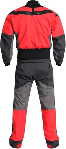 1-Piece Dry Suit For Men, 3 Ply, Latex Gasket, Red, Waterproof, Survival, Kayaking Equipment, Relief Zipper for Dinghy, Sailing, Kayaking(L) in Kuwait