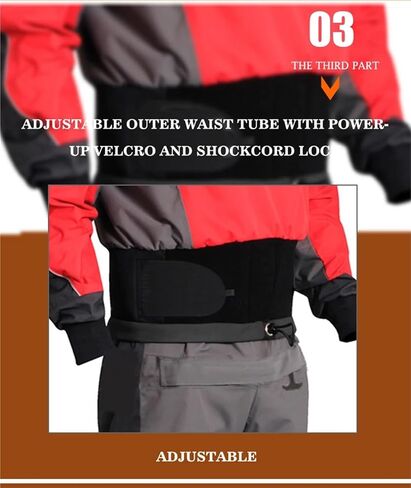 1-Piece Dry Suit For Men, 3 Ply, Latex Gasket, Red, Waterproof, Survival, Kayaking Equipment, Relief Zipper for Dinghy, Sailing, Kayaking(L) in Kuwait