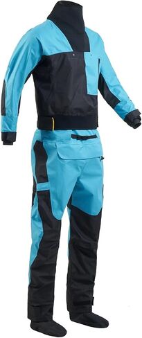 Men Drysuits Latex Cuff And Splash Collar Flatwater Paddling Waterproof Breathable Dry Suit for Dinghy, Sailing, Kayaking(Blue,L) in Kuwait