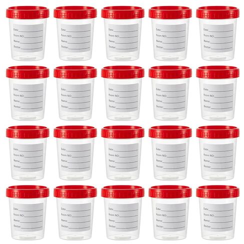 20Pcs 4oz/120ml Disposable Specimen Cups,Each Disposable Specimen Cup has a Tight-Fitting Screw Cap,Used to Collect Liquid, Solid or Powder specimens. in Kuwait