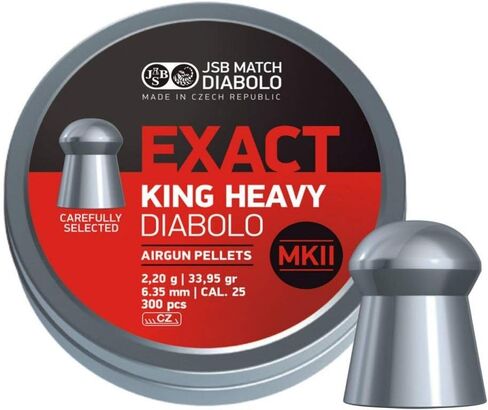 JSB 546498-300 Match Diabolo Exact King MKII ثقيل .25 كالوري، 33.95 حبة، مقببة، 300 قيراط، عبوتان in Kuwait