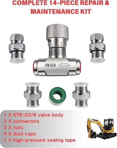 صمام التحكم في التدفق الهيدروليكي STB-G3/8 للحفارة الصغيرة، وصلة منفذ L08 M14 مقاس 3/8 بوصة، ومقيد ثنائي الاتجاه بقدرة 40 ميجا باسكال، ومجموعة مكونة من 14 قطعة مع أغطية غبار وشريط إغلاق in Kuwait