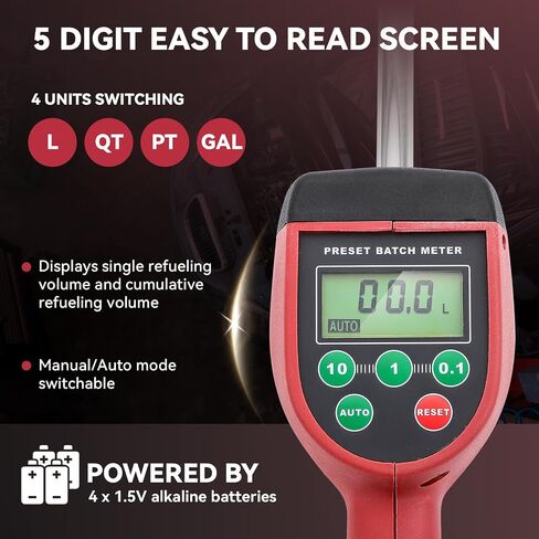 فوهة عداد صمام التحكم الرقمي في الزيت من Poafamx، 10GPM/35LPM مسدس زيت هوائي شديد التحمل، 7-725 رطل لكل بوصة مربعة 0.5-50 بار فوهة زيت تشحيم عالية الدقة 1/2 بوصة مدخل NPT مع مقياس التدفق in Kuwait