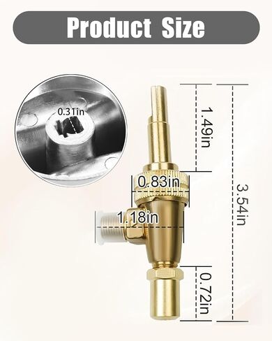 Propane Gas Valve Stem Replacement Kit with 2.28" Chrome Knob 0.315" Stem & 0.047" Orifice, Fit for Garland G4447 Series Blodgett Z1178202 Montague Commercial Kitchen Equipment in Kuwait