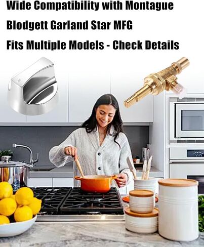 Propane Gas Valve Stem Replacement Kit with 2.28" Chrome Knob 0.315" Stem & 0.047" Orifice, Fit for Garland G4447 Series Blodgett Z1178202 Montague Commercial Kitchen Equipment in Kuwait