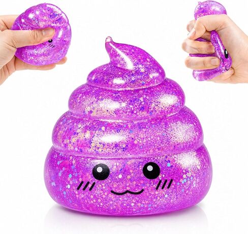 Novelty Squishy Poo Stress Ball Squishies Toys, Glitter Sensory Poop Stress Sugar Balls, Funny Stretch and Squeeze Fidget Toys for Kids and Adults, Fool's Day Prank Gift Party Favor (Purple) in Saudi Arabia