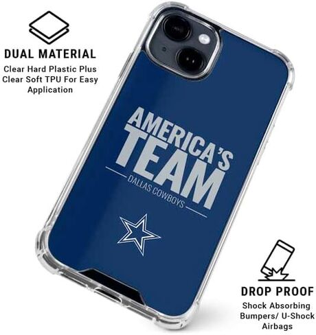 حافظة هاتف Skinit الشفافة متوافقة مع iPhone 15 - تصميم شعار فريق NFL Dallas Cowboys مرخص رسميًا in Kuwait
