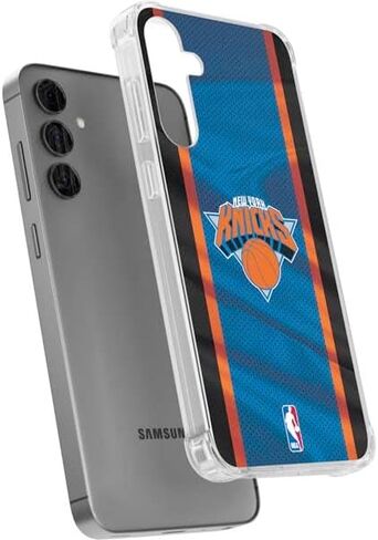 حافظة هاتف Skinit الشفافة متوافقة مع هاتف Galaxy S24 Plus - تصميم جيرسي مرخص رسميًا من NBA New York Knicks Away in Kuwait
