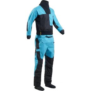 Men Drysuits Latex Cuff And Splash Collar Flatwater Paddling Waterproof Breathable Dry Suit for Dinghy, Sailing, Kayaking(Blue,M) in Kuwait