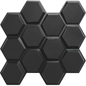 TroyStudio Hexagon Acoustic Sound Diffuser Panels, 19.7 X 19.7 X 0.9 inches 12 Pcs Black PVC Plastic 3D Wall Panel, Recording Studio Acoustical Treatment Diffusion panel, Art Decorative Ceiling Tiles in Saudi Arabia