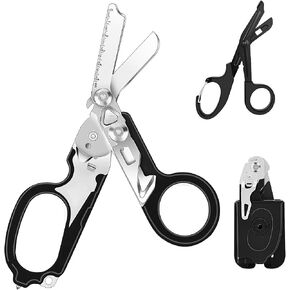 6 In 1 Multi-function Trauma Shears With Holster, Stainless Steel Foldable Emergency Response Shears, Outdoor Camping Medical Scissors Tools, Sheath With EMT Trauma Scissors (Black) in Kuwait
