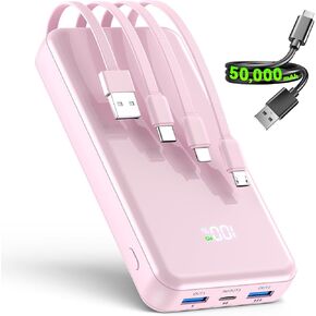 شاحن محمول، كابل بنك طاقة مدمج بقدرة 50000 مللي أمبير في الساعة، شحن سريع 22.5 وات PD USB C داخلي وخارجي، حزمة بطارية خارجية مع 6 مخارج ومدخلين، شاحن هاتف للسفر لهاتف iPhone 16/15/14/13/12 (أزرق داكن) in Kuwait