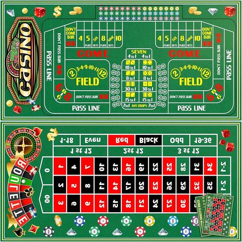 2-in-1 Double Sided Felt Casino Mat, 35 x 70 Inch Large Poker Table Cover, Professional for Texas Hold‘em & Blackjack with Instruction Booklet in Kuwait