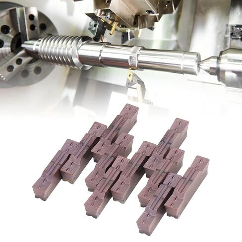 10Pcs Carbide Grooving Inserts for CNC Machines, PVD Coated, outstanding for Stainless Steel Cutting, High Hardness and Wear in Kuwait