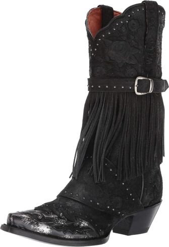 Dan Post Womens Bed Of Roses Snip Toe Casual Boots Mid Calf Mid Heel 2-3" - Black in Kuwait