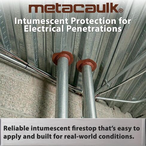 RectorSeal Metacaulk 150+ مانع تسرب الحريق - 10.3 أونصة، ذو أساس مائي، مطاطي، مانع تسرب مقاوم للحريق للمفاصل والاختراقات وختم الدخان الصوتي - حزمة من 12 قطعة مع قفازات AWF PRO in Kuwait