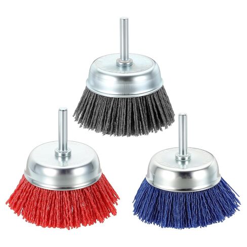 Wire Brush for Drill Kit, 3pcs Crimped Wire Cup Brushes for Drill with 1/4in Shank, [for Light Rust Deburring Paint Removal] - 0.05in Nylon Wire in Kuwait