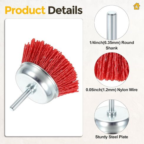 Wire Brush for Drill Kit, 3pcs Crimped Wire Cup Brushes for Drill with 1/4in Shank, [for Light Rust Deburring Paint Removal] - 0.05in Nylon Wire in Kuwait