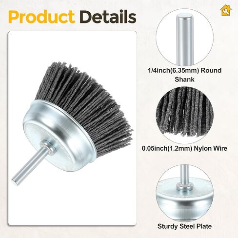 Wire Brush for Drill Kit, 3pcs Crimped Wire Cup Brushes for Drill with 1/4in Shank, [for Light Rust Deburring Paint Removal] - 0.05in Nylon Wire in Kuwait