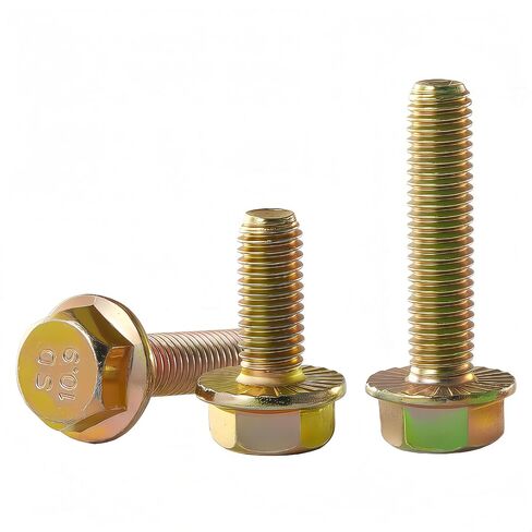 M8 x 30mm Flanged Hex Head Bolts, M8x1.25 Pitch, Grade 10.9 Alloy Steel, Color Zinc Plated, Full Thread, 15 Pack in Kuwait