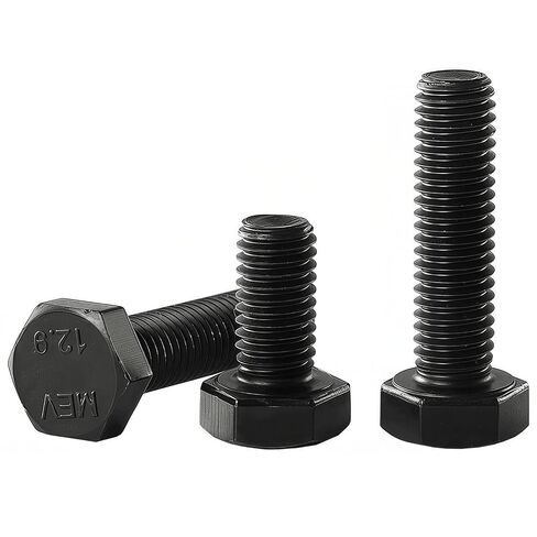 M12x1.75 x 100mm Hex Head Screws Bolts, 12.9 Grade Alloy Steel, Hexagon Head Bolts, Black Oxide Finish, Half Thread, Quantity 5 in Kuwait