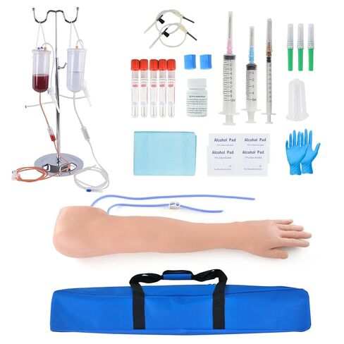 Professional IV Practice Kit with Realistic Phlebotomy Arm & IM Pad, Complete Venipuncture & Blood Draw Training Kit for Nursing Students, IV Simulation Supplies for IV Start in Kuwait