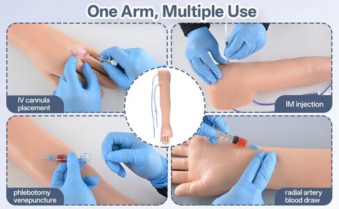 Professional IV Practice Kit with Realistic Phlebotomy Arm & IM Pad, Complete Venipuncture & Blood Draw Training Kit for Nursing Students, IV Simulation Supplies for IV Start in Kuwait