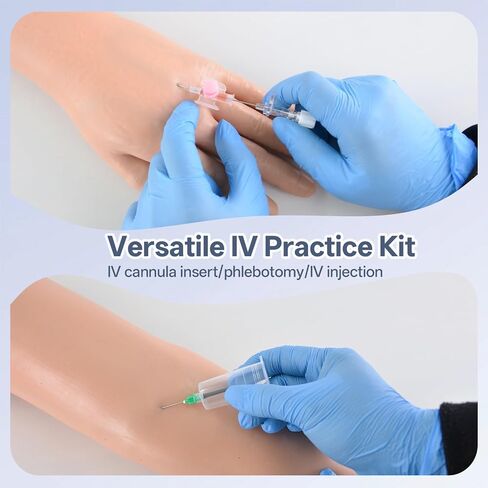 Professional IV Practice Kit with Realistic Phlebotomy Arm & IM Pad, Complete Venipuncture & Blood Draw Training Kit for Nursing Students, IV Simulation Supplies for IV Start in Kuwait
