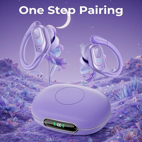 Bluetooth Wireless Earbuds, 90 Hours Playback Sports Headphones with Earhooks, LED Display Case, Sweatproof Earphones with Mic for Gym, Running, Workout in Kuwait