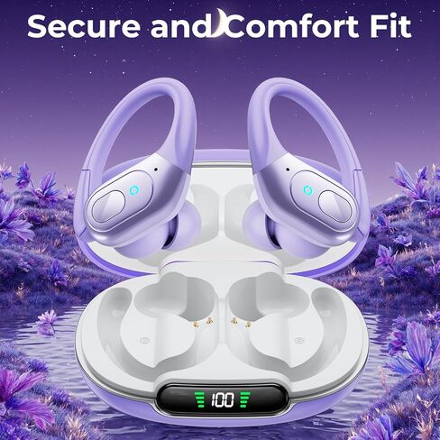 Bluetooth Wireless Earbuds, 90 Hours Playback Sports Headphones with Earhooks, LED Display Case, Sweatproof Earphones with Mic for Gym, Running, Workout in Kuwait