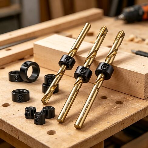 8pcs Drill Stop Ring Set, 3-16mm Carbon Steel Locking Rings with Wrench, Woodworking Screw Tightener Drill Bit Positioning Circles, Adjustable Drill Accessory in Kuwait