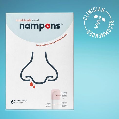 Nampons for Nosebleeds Family Value Pack - 6 Adult & 6 Child Nasal Plug Nosebleed Stoppers. Recommended by Doctors, Pediatricians & Nurses. Safe and Effective to Stop Nosebleeds in Kuwait