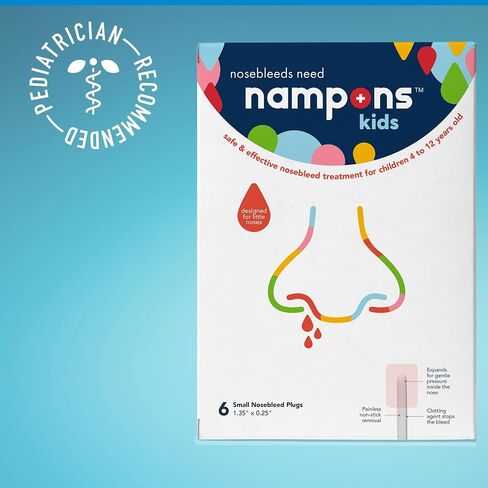 Nampons for Nosebleeds Family Value Pack - 6 Adult & 6 Child Nasal Plug Nosebleed Stoppers. Recommended by Doctors, Pediatricians & Nurses. Safe and Effective to Stop Nosebleeds in Kuwait