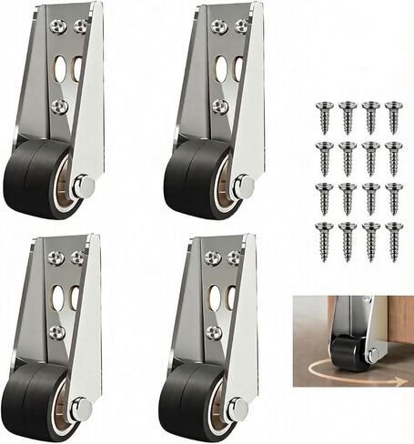 4 pcs Vertical Track Roller Wheel, Heavy Duty Sliding Door Bottom Guide, Load-Bearing Anti-Sag Sliding Door Bottom Rollers, Door & Drawer, Up to 110LBS(50KG) Load Capacity in Kuwait
